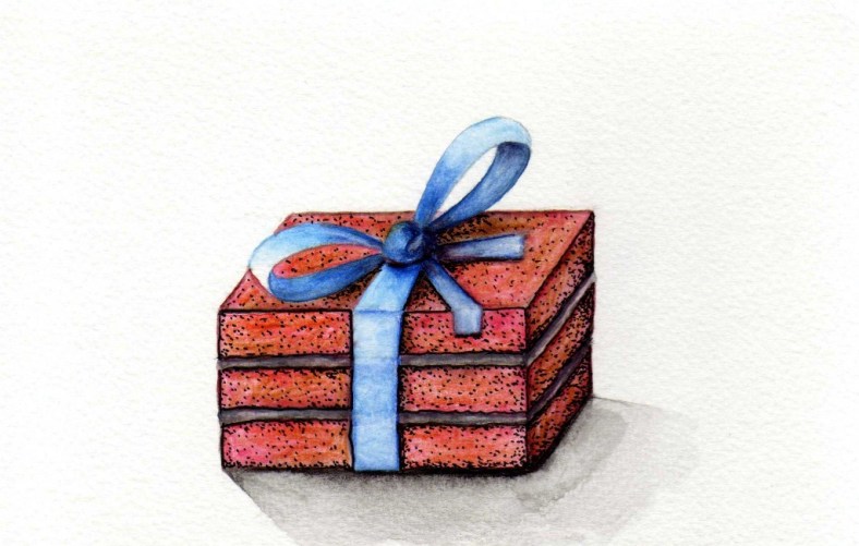 Ladrillo envuelto para regalo - internet