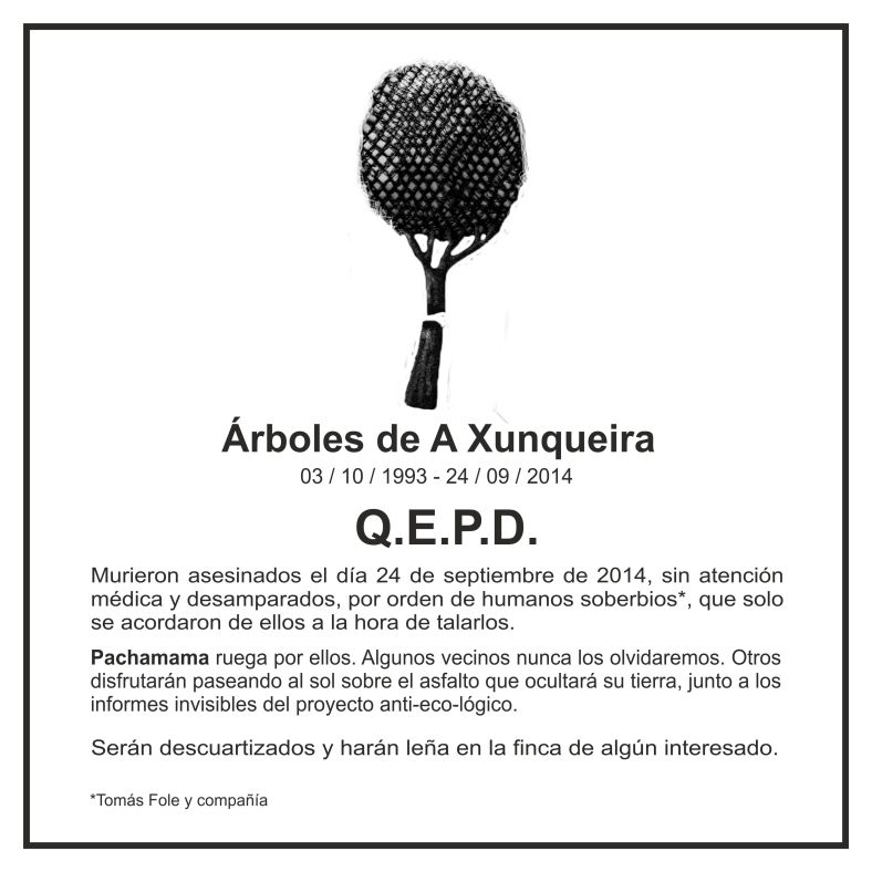 Esquela árboles Xunqueira