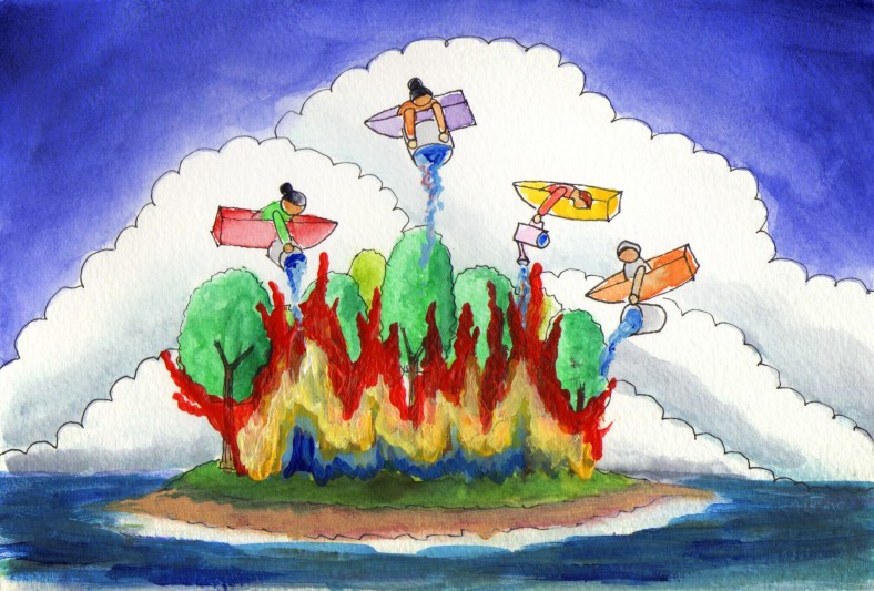 Desde Carril, las barcas volaron para apagar el fuego